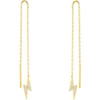 Lightning Bolt Sterling Silver Chain Drop Earrings
