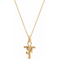 Sterling Silver Egyptian Ankh and White Eye Necklace