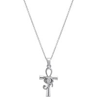 Sterling Silver Egyptian Ankh and White Eye Necklace