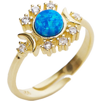 Blue Opal Sun Ring Sterling Silver