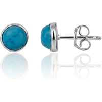 Blue Turquoise Dome Sterling Silver Stud Earrings