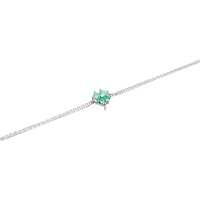 Sterling Silver Four Leaves Clover Bracelet - Green