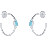 Drop Turquoise Solitaire Earrings Sterling Silver - Turquoise