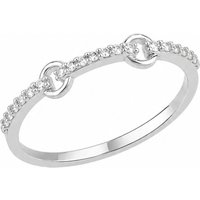 Spero London Women's Double Linked Interlock Pavé Ring in Silver
