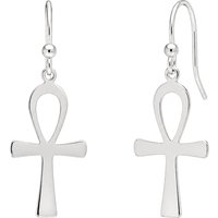 Sterling Silver Egyptian Ankh Drop Earrings