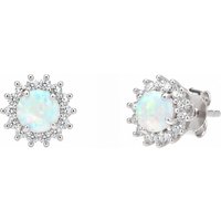 White Opal Halo Sun Sterling Silver Stud Earrings