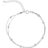 Italian Fine Sterling Silver Double Satellite Chain Bracelet