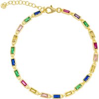 Sterling Silver Rectangular Multicolor Emerald Cut Bracelet