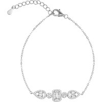 Elegant Sterling Silver Bracelet with Emerald-Cut & Teardrop Gemstones