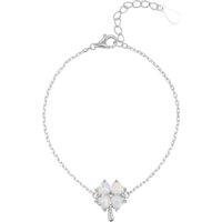 White Opal Clover Sterling Silver Bracelet