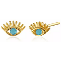 Turquoise Bleu Eye Stud Earrings Sterling Silver