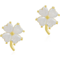 Four Leaf Clover Sterling Silver Stud Earrings - White