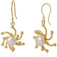 Pearl Sun Molten Dripping Sunburst Sterling Silver Drop Earrings