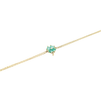 Sterling Silver Four Leaves Clover Bracelet - Green