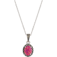 Oval Red Opal High Quality Sterling Silver Pendant Necklace