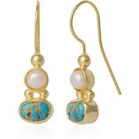 Authentic Turquoise Sterling Silver Drop Gold Plated Earrings