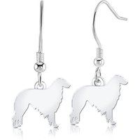 Borzoi Silhouette Silver Earrings