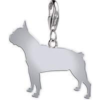 Boston Terrier Silhouette Silver Charm