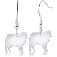 Canadian Eskimo Dog Silhouette Silver Earrings