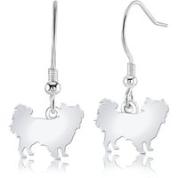 Japanese Chin Silhouette Silver Earrings