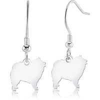 Keeshond Silhouette Silver Earrings