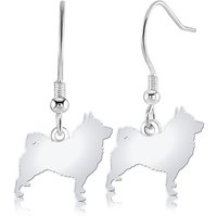 Norwegian Elkhound Silhouette Silver Earrings