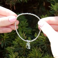 Owl on Silver Ball Bead Bracelet