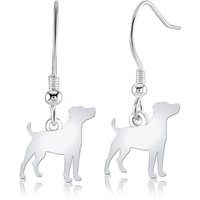 Parson Russell Terrier Silhouette Silver Earrings
