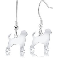 Rottweiler Silhouette Silver Earrings