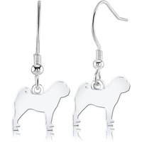 Shar Pei Silhouette Silver Earrings