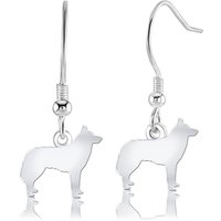 Siberian Husky Silhouette Silver Earrings