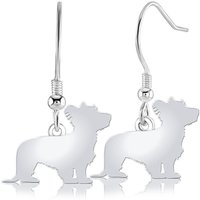 Skye Terrier Silhouette Silver Earrings