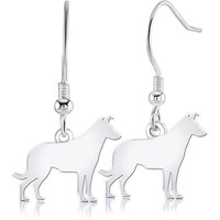 Smooth Collie Silhouette Silver Earrings