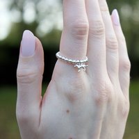Sterling Silver Ball Bead Ring With Labrador Charm