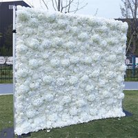 Aperturee White Luxury Fabric Artificial Flower Wall Party Decor, 4 x 8 ft (1.2 x 2.4 m), 625 USD, artificial flower wall, S0D4788-S