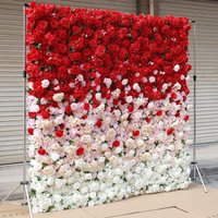 Aperturee Gradient Red White Artificial Flower Wall Party Decor, 4 x 8 ft (1.2 x 2.4 m), 681 USD, artificial flower wall, S0D4806-S