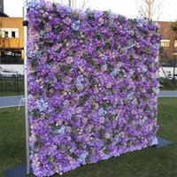 Aperturee Chic Purple Rose Artificial Flower Wall For Wedding, 4 x 8 ft (1.2 x 2.4 m), 641 USD, artificial flower wall, S0D4809-S
