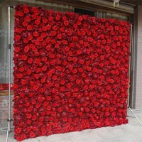 Aperturee Red Artificial Flower Wall For Wedding Party Decor, 4 x 8 ft (1.2 x 2.4 m), 746 USD, artificial flower wall, S0D4824-S