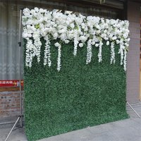 Aperturee Faux White Flower Wall Greenery Panels Wedding Decor, 4 x 8 ft (1.2 x 2.4 m), 389 USD, artificial flower wall, S0D4825-S