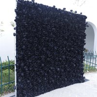 Aperturee Black Rose Faux Flower Backdrop For Birthday Decor, 4 x 8 ft (1.2 x 2.4 m), 771 USD, artificial flower wall, S0D4832-S