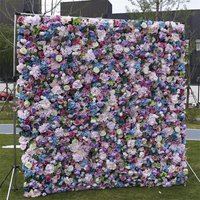 Aperturee Artificial Gradient Purple Rose Wall Birthday Decor, 4 x 8 ft (1.2 x 2.4 m), 771 USD, artificial flower wall, S0D4840-S