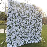 Aperturee White Rose Faux Floral Wall Backdrop For Wedding, 4 x 8 ft (1.2 x 2.4 m), 763 USD, artificial flower wall, S0D4845-S
