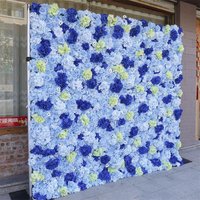 Aperturee 3D Blue Rose Artificial Flower Wall Decor For Party, 4 x 8 ft (1.2 x 2.4 m), 608 USD, artificial flower wall, S0D4851-S