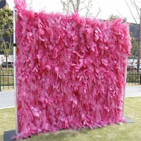 Aperturee Pink Boho Artificial Spruce Leaf Floral Wall Backdrop, 4 x 8 ft (1.2 x 2.4 m), 941 USD, artificial flower wall, S0D4855-S
