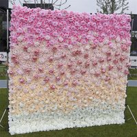 Aperturee Faux Pink Gradient Flower Wall Decor For Wedding Party, 4 x 8 ft (1.2 x 2.4 m), 681 USD, artificial flower wall, S0D4861-S