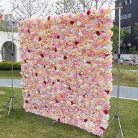 Aperturee Pink Yellow Rose Fuax Flower Wall Decor For Wedding, 4 x 8 ft (1.2 x 2.4 m), 389 USD, artificial flower wall, S0D4867-S