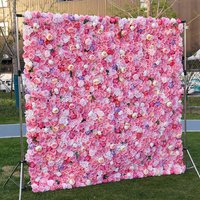Aperturee Pink Rose Artificial Flower Wedding Decoration On Wall, 4 x 8 ft (1.2 x 2.4 m), 641 USD, artificial flower wall, S0D4872-S