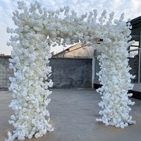Aperturee White Artificial Fabric Arch Flower Wall For Wedding, 8 x 8 ft (2.4 x 2.4 m), 1304 USD, artificial flower wall, S0D6393-M