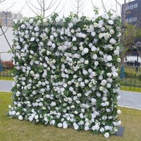 Aperturee Romantic Greenery White Rose Artificial Flower Wall, 4 x 8 ft (1.2 x 2.4 m), 543.5 USD, artificial flower wall, S0D9200-S-Sea