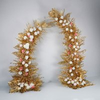 Aperturee Set of 2 Gold Leaves Floral Archway For Wedding, 5.2 ft / 6.2 ft, 682 USD, artificial flower wall, S0D9203-S-Sea